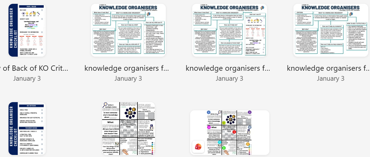 Using Knowledge Organisers CPD BUNDLE