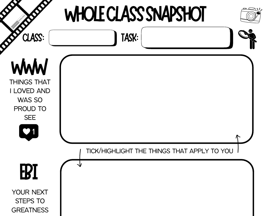 Whole Class Feedback Snapshot Resource